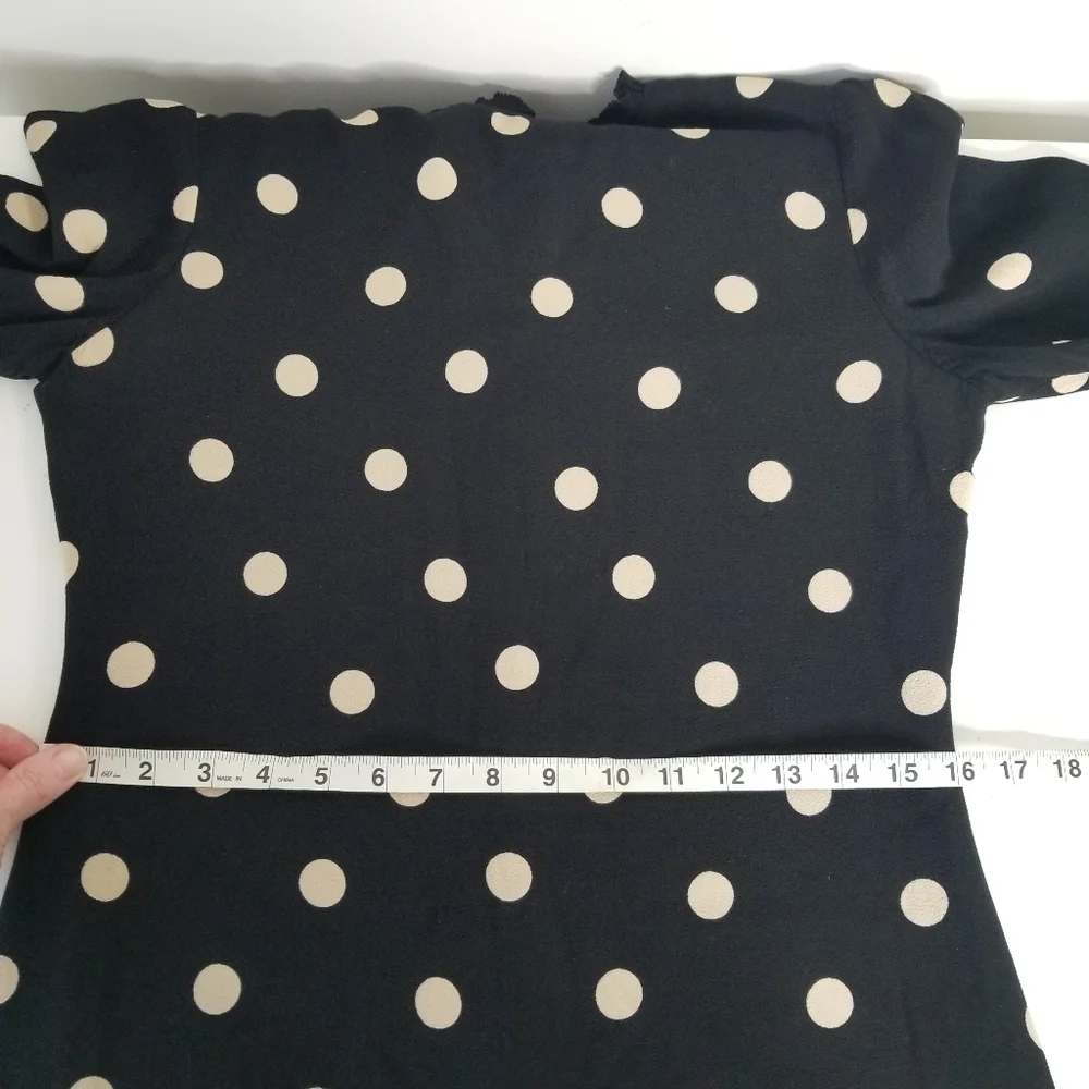Kate Spade Polka Dot 3/4 Length Sleeve Crepe Mini Dress Ruffles Size 6